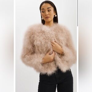 Lamarque Off-White Feather Jacket XS